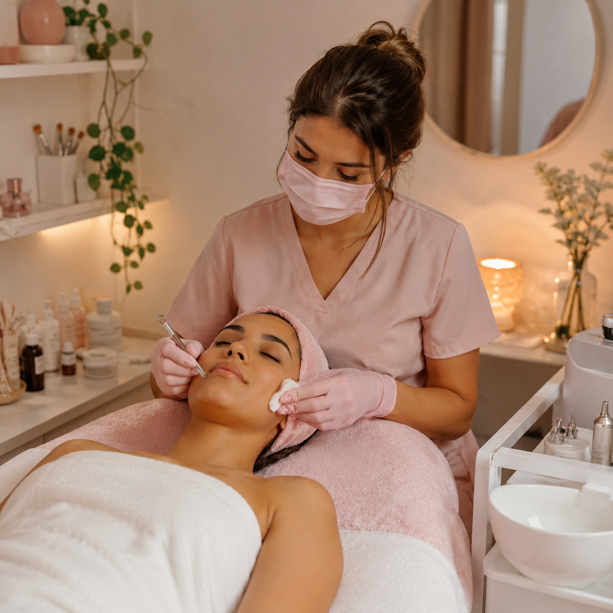 Limpeza de pele em estúdio de estética