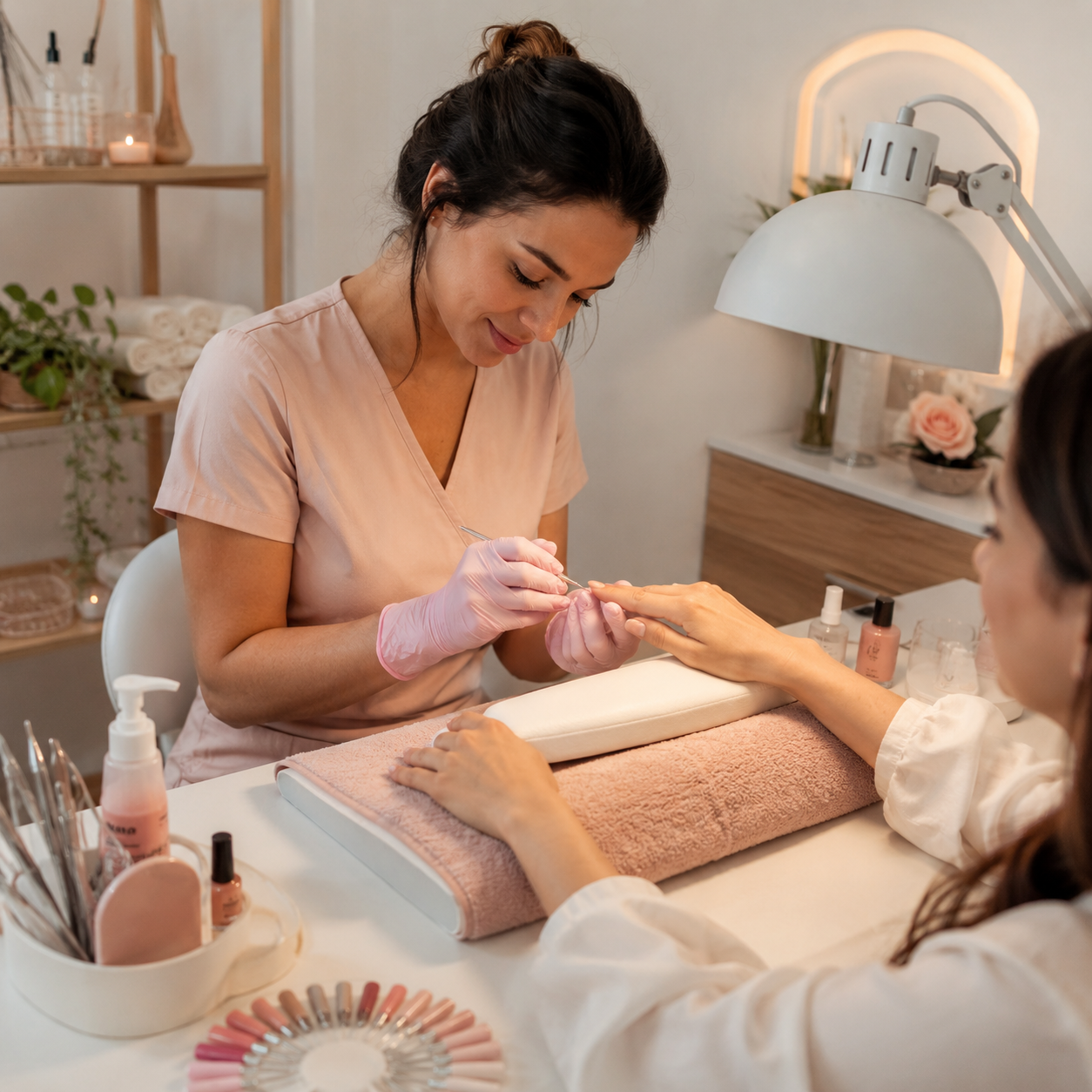 Manicure e pedicure em estúdio de beleza